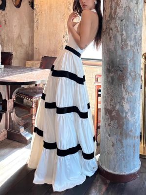Spring Oversized Hem Stitching Halter Dress