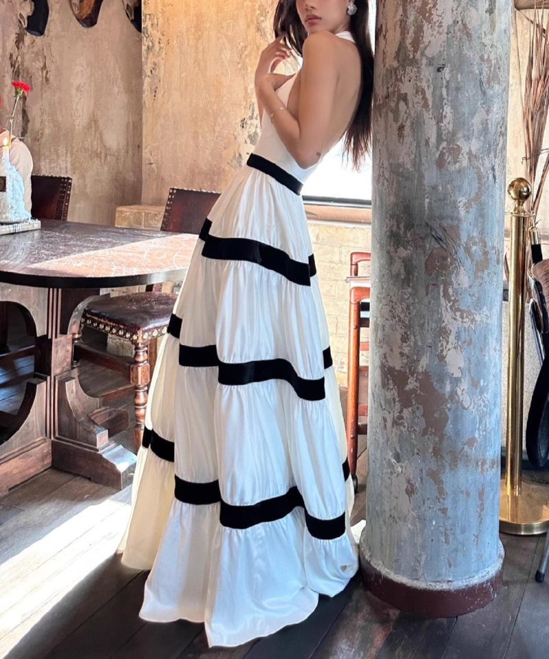 Spring Oversized Hem Stitching Halter Dress
