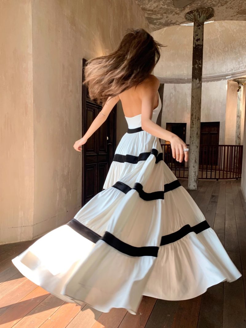 Spring Oversized Hem Stitching Halter Dress - Image 2