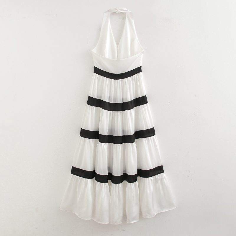 Spring Oversized Hem Stitching Halter Dress - Image 4