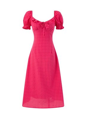Puff Sleeve A-Line Dress – Summer Plaid Style