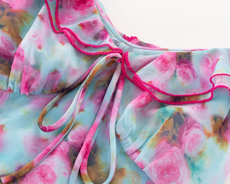 High-Grade Floral Ruffled V-Neck Midi Dress - Image 3