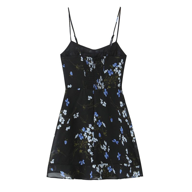 Short Floral Print Dress – Spaghetti Strap Slim - Image 2