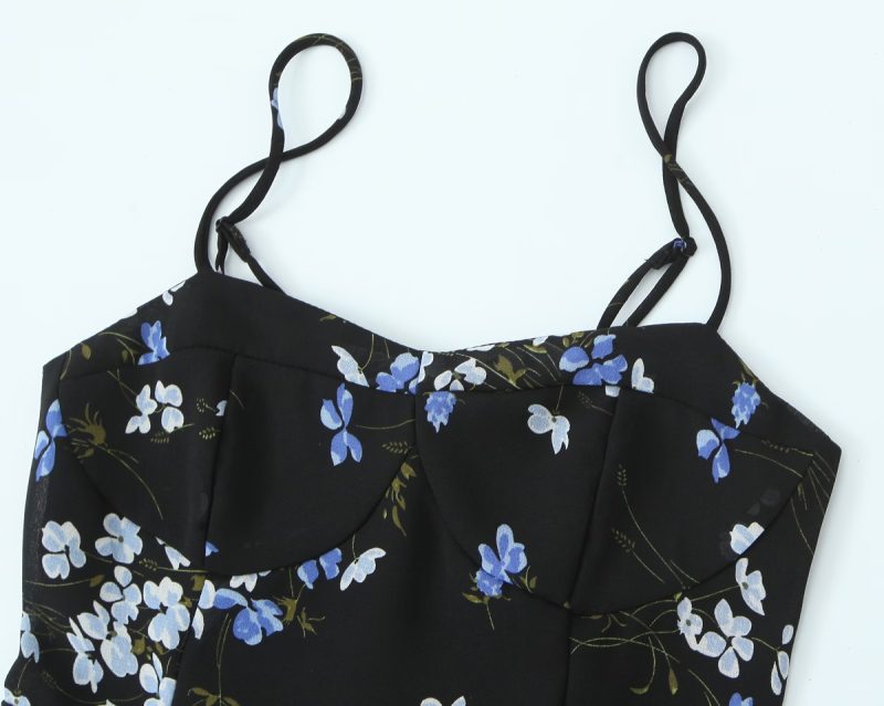 Short Floral Print Dress – Spaghetti Strap Slim - Image 3