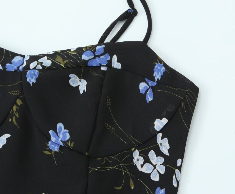 Short Floral Print Dress – Spaghetti Strap Slim - Image 4