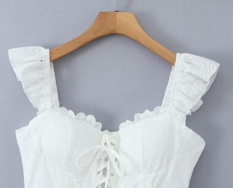 Sexy Lace Embroidered Slim Puffy Mini Dress - Image 2
