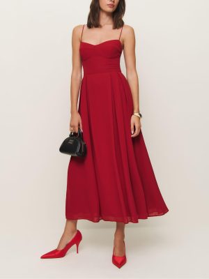 Elegant Low Cut V-Neck Maxi Dress