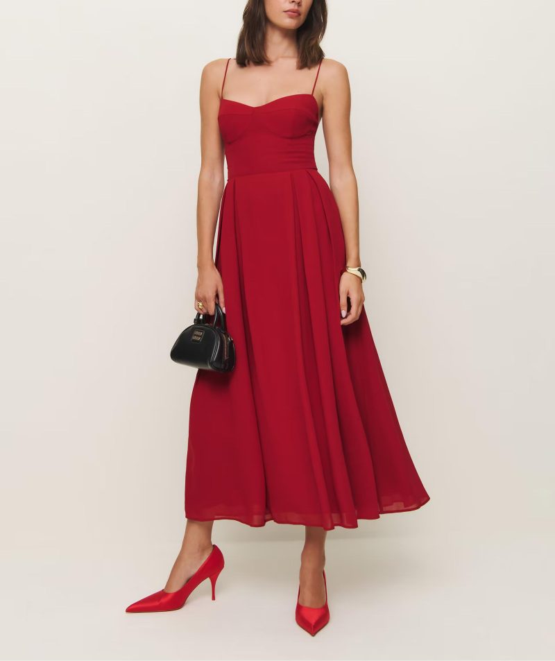 Elegant Low Cut V-Neck Maxi Dress