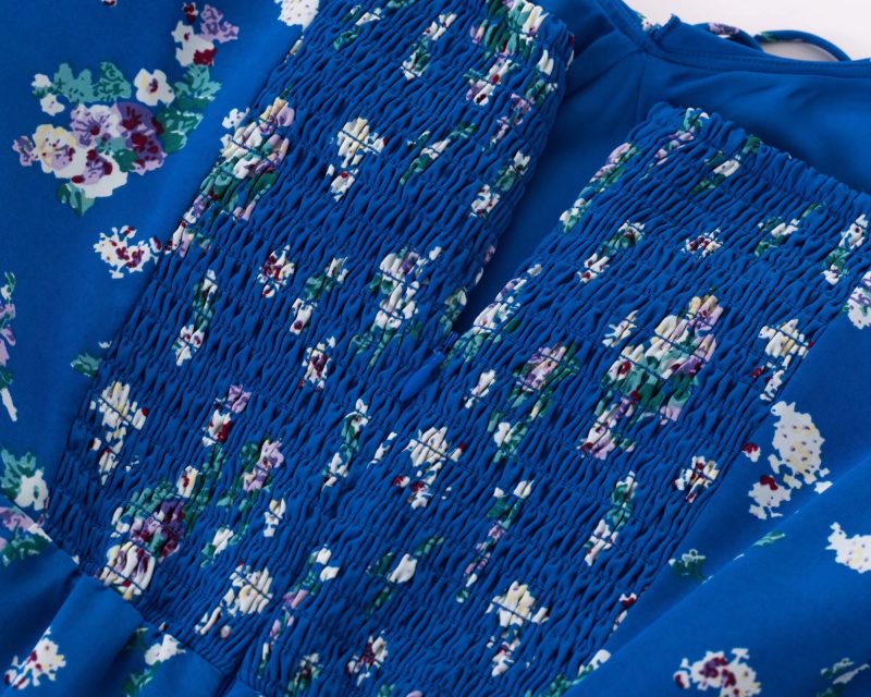 Floral Puff Sleeve V-Neck Holiday Dress - Image 4