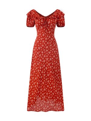Lace-Up Puff Sleeve Slimming Summer Dress Women