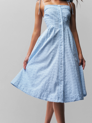 Embroidered Strap Tight Waist Spring Maxi Dress
