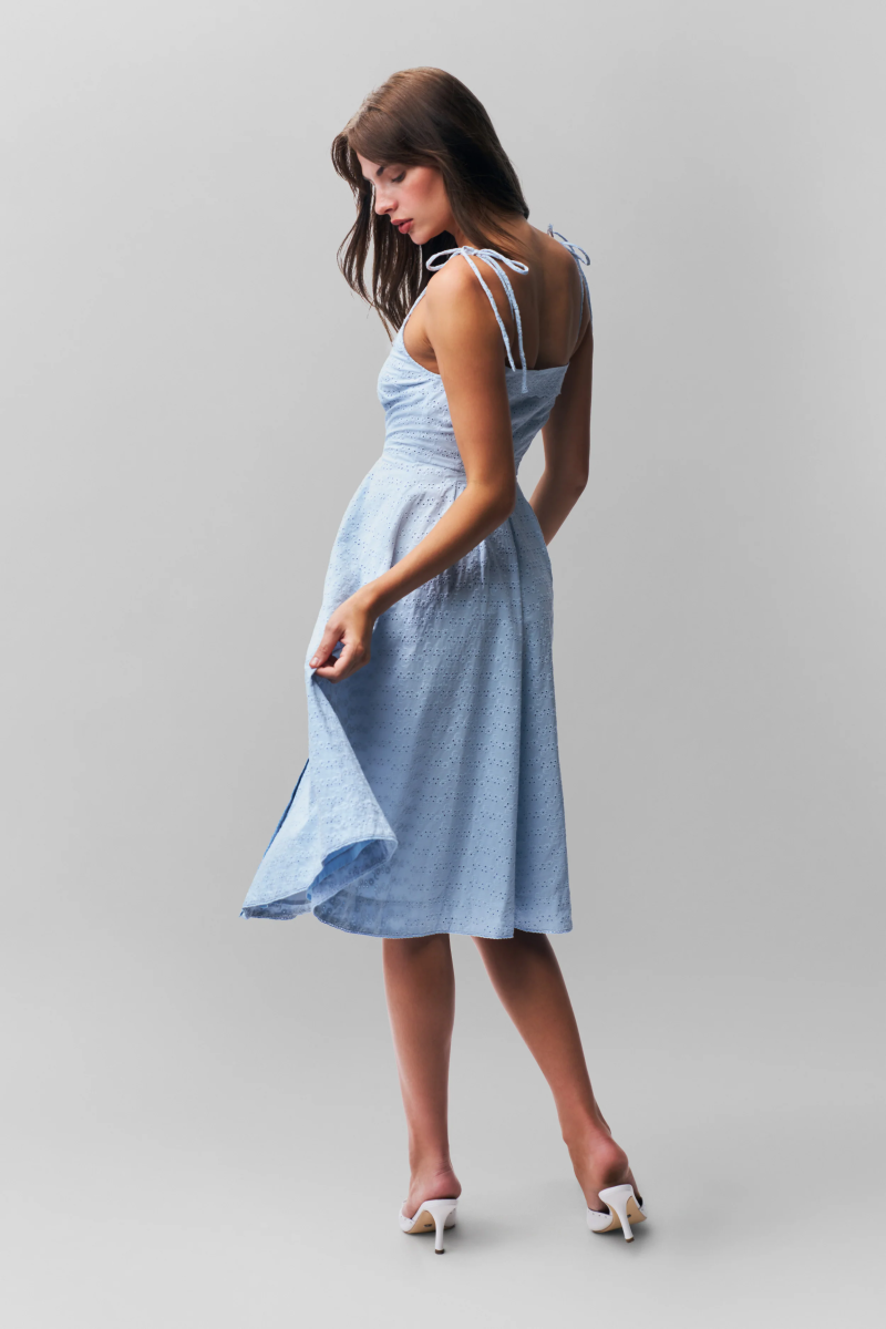 Embroidered Strap Tight Waist Spring Maxi Dress - Image 2