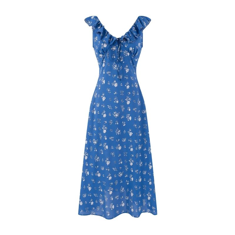 Flying Sleeve Spring Dress – Lace-Up Ruffle Fit