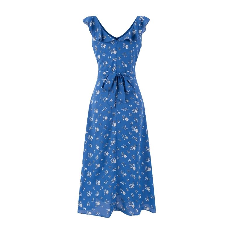 Flying Sleeve Spring Dress – Lace-Up Ruffle Fit - Image 2