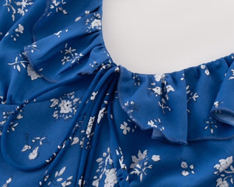 Flying Sleeve Spring Dress – Lace-Up Ruffle Fit - Image 4