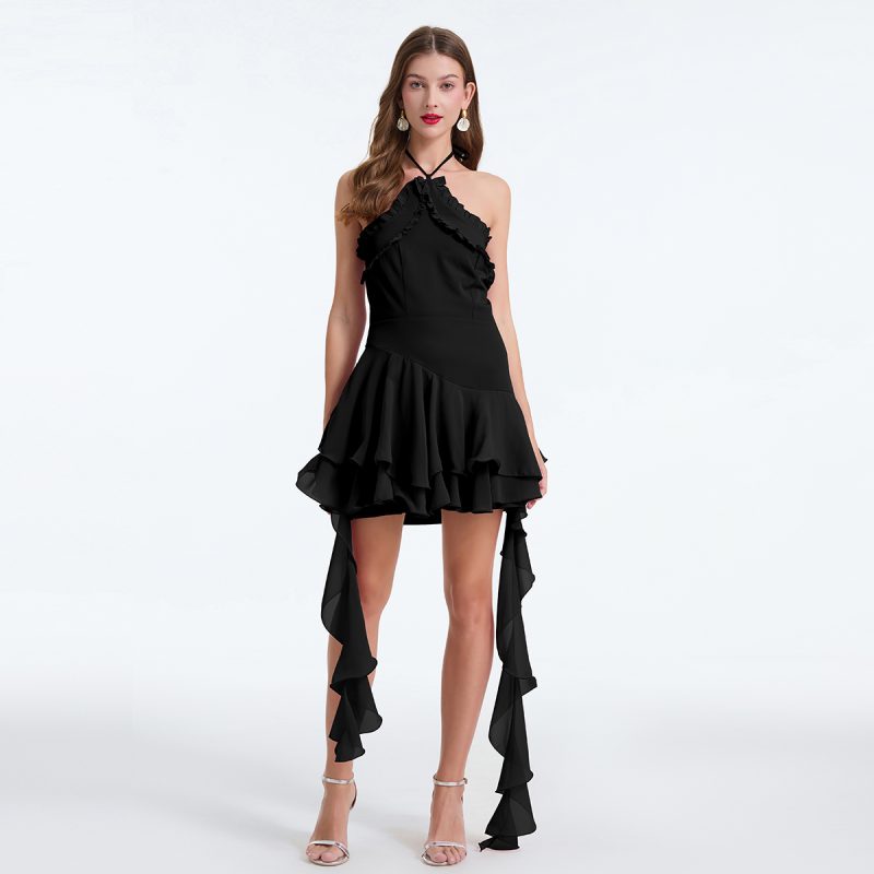 Summer Solid Sleeveless Backless Slim Fit Dress - Image 2