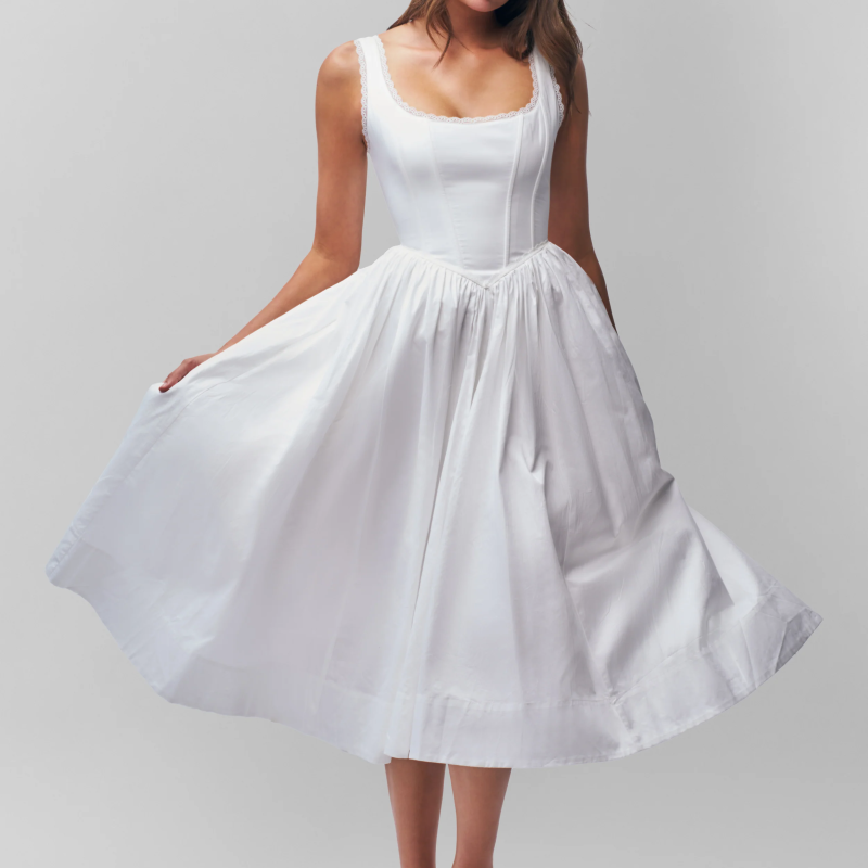 Elegant Lace-Up Waist Maxi Dress for Spring