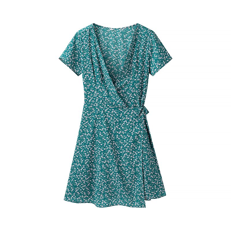 Women's Simple Printed V-Neck Spring Dress - Image 3