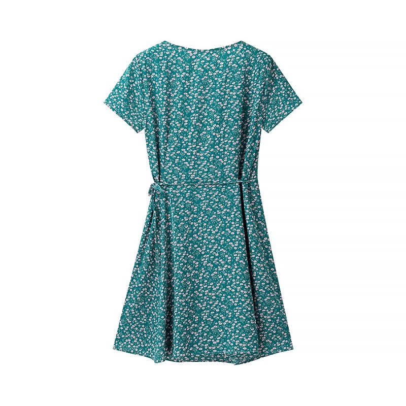 Women's Simple Printed V-Neck Spring Dress - Image 4