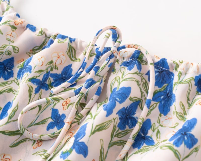 Blue Butterfly Floral Suspender Sheath Dress - Image 3