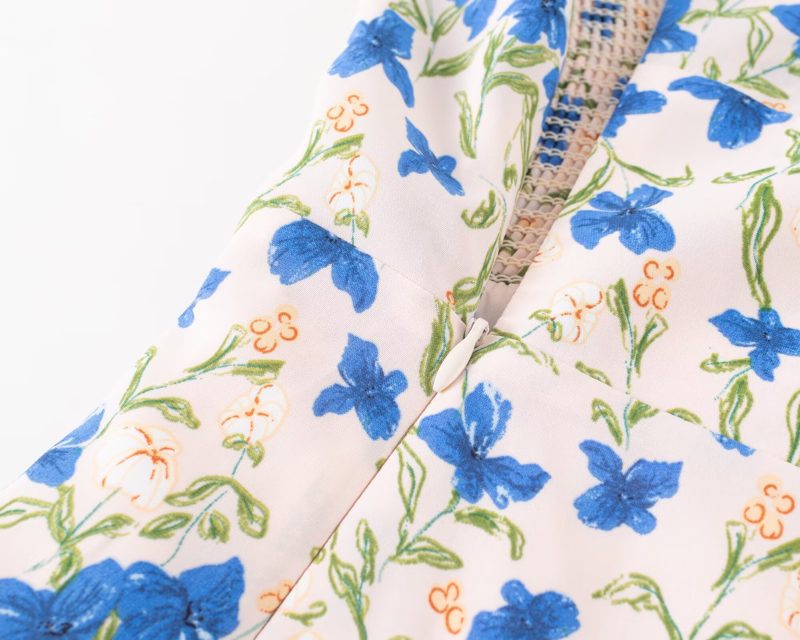 Blue Butterfly Floral Suspender Sheath Dress - Image 4