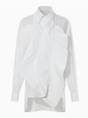 Spring Retro Irregular Ruffled Asymmetric Women’s Shirt