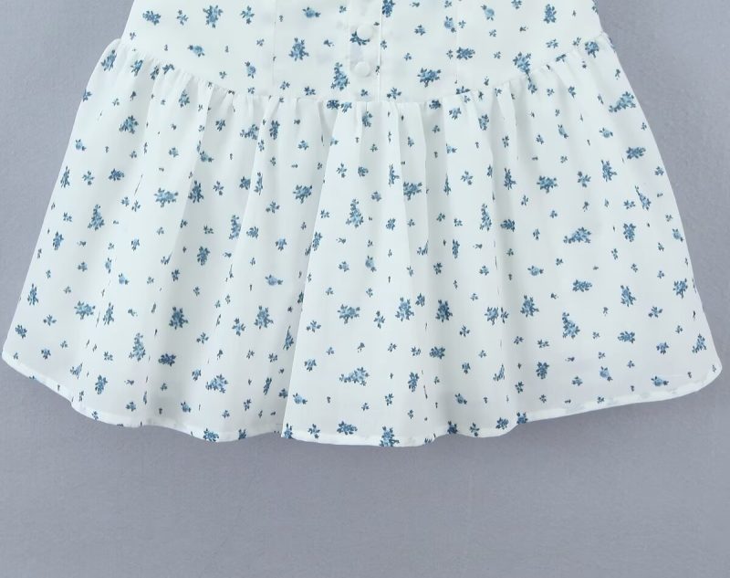 Spring French Floral Print Backless Dress - Image 3