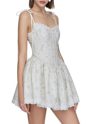 Retro Printed V-Neck Dress with Waist Shaping