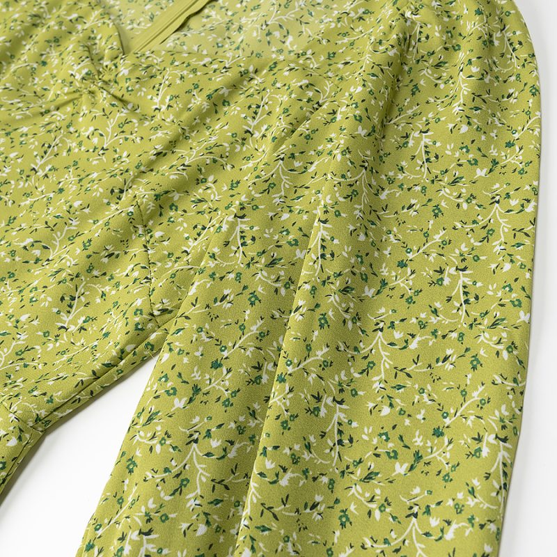 Slimming Waist Puff Sleeve Printed Dress - Image 3