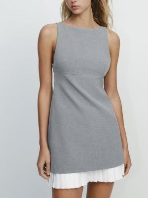 Elegant Poplin Stitch Dress – Summer Sleeveless Fit
