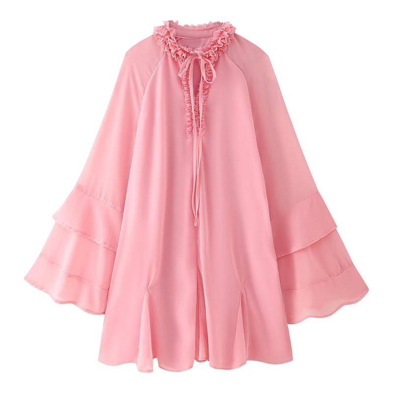 Ruffled Long Sleeve Sweet Layered Dress
