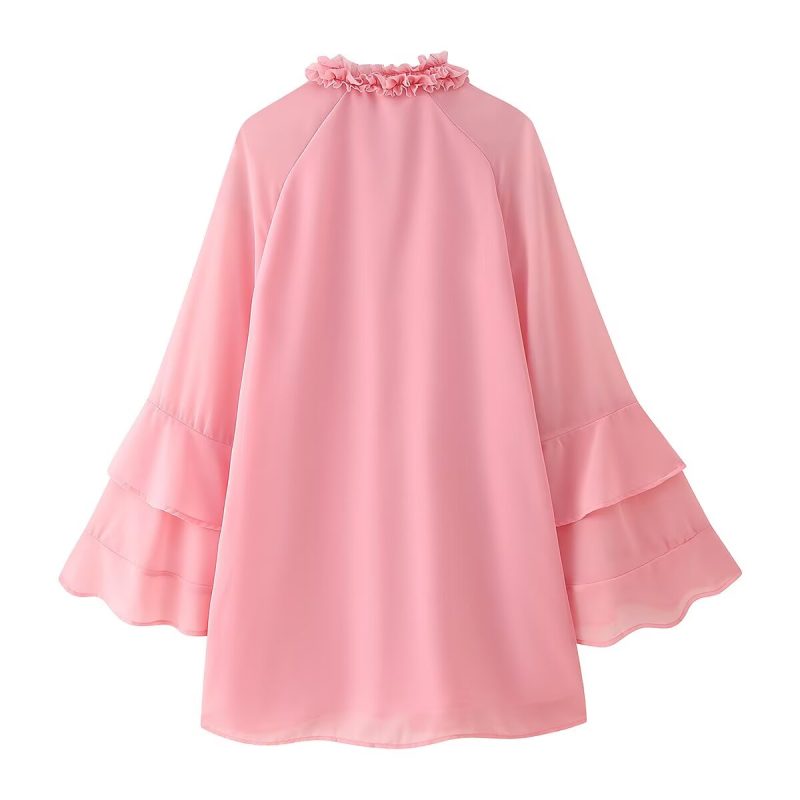 Ruffled Long Sleeve Sweet Layered Dress - Image 2