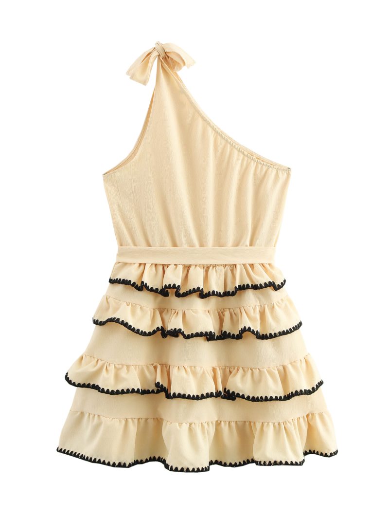 Summer Backless A-Line Dress with Wooden Earrings - Image 2