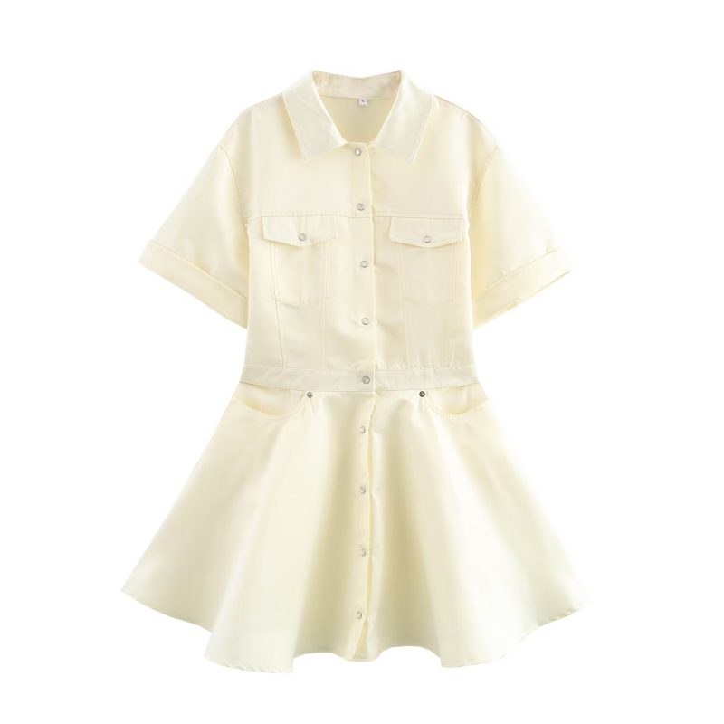Polo Collar Slim Fit Wide Hem Dress - Image 2