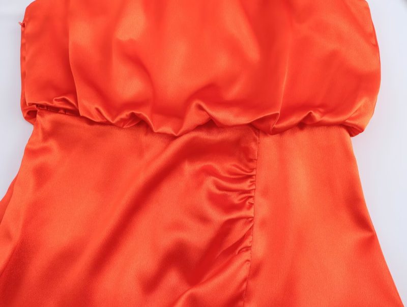 Decorative Pleated Dress – Silk Satin Midi Look - Image 4