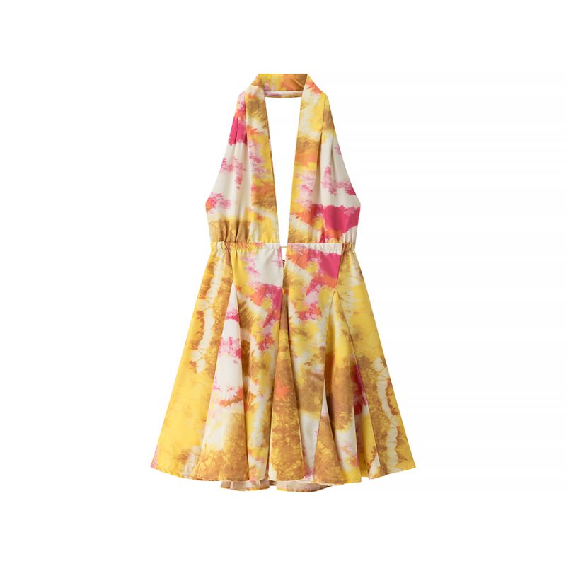 Printed Halter Short Dress for Mature Women