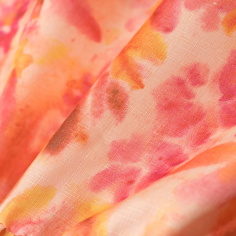 Spring Printed Midi Dress with Laminated Details - Image 4