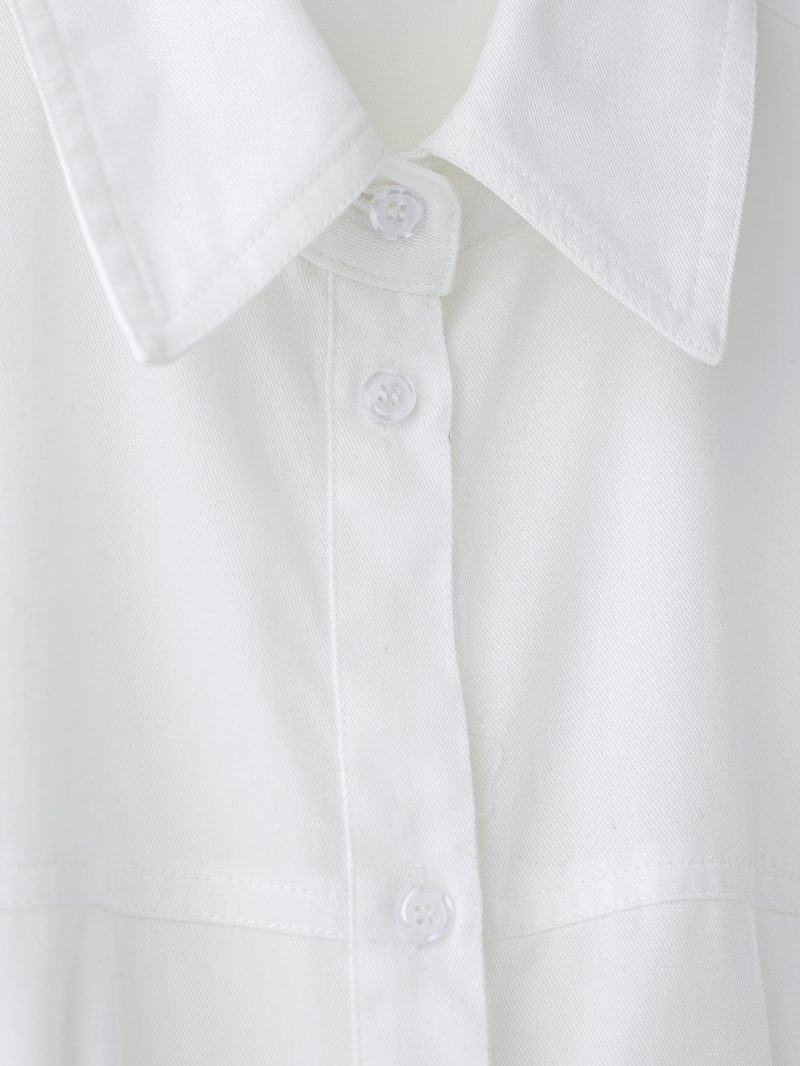 Shirt Midi Dress – Tied Waist Solid Color - Image 4