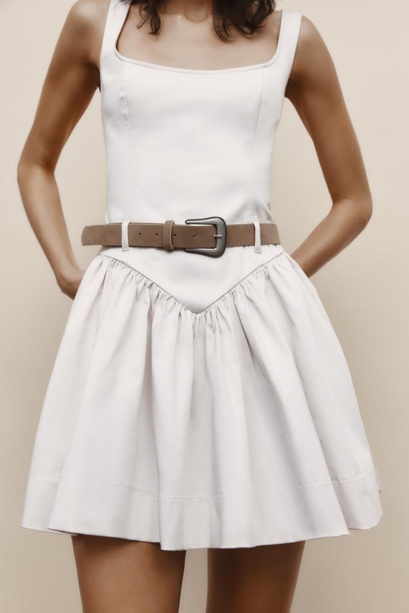 Slimming Short Sling Dress – Belted Spring Style