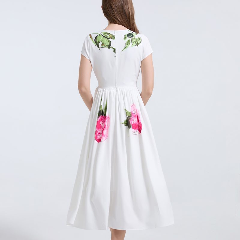 Elegant Vintage Pink Floral Dress Ladies - Image 3