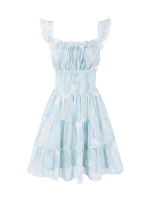 Backless Lace-Up Tiered Dress for Summer Vacation
