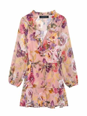Spring Printed Mini Dress with Layers