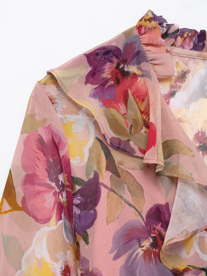 Spring Printed Mini Dress with Layers - Image 3