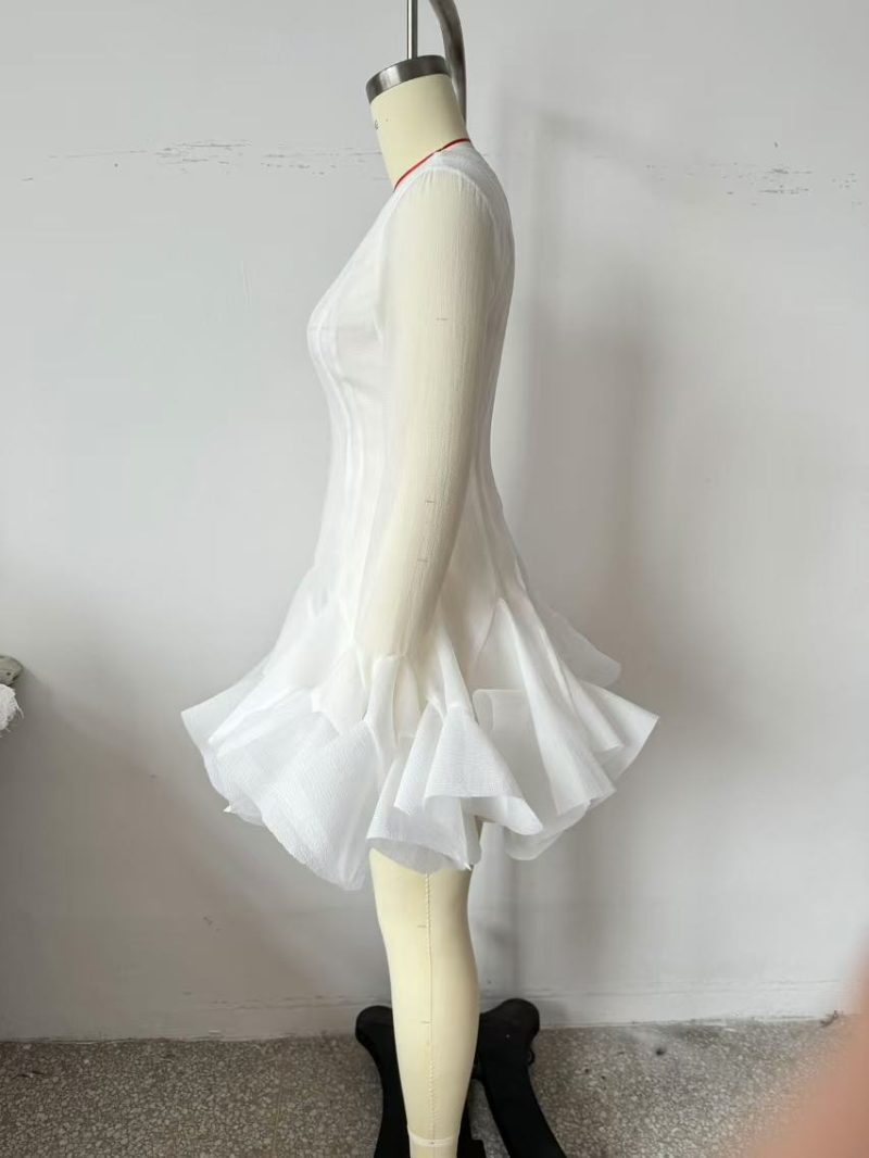 Sweet Ruffled Tulle Mini Dress for Summer - Image 3