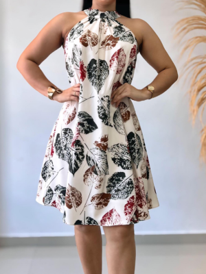 Halter Neck Summer Dress – Printed Pattern