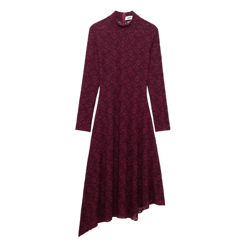 Spring Lace Long Sleeve Midi Dress