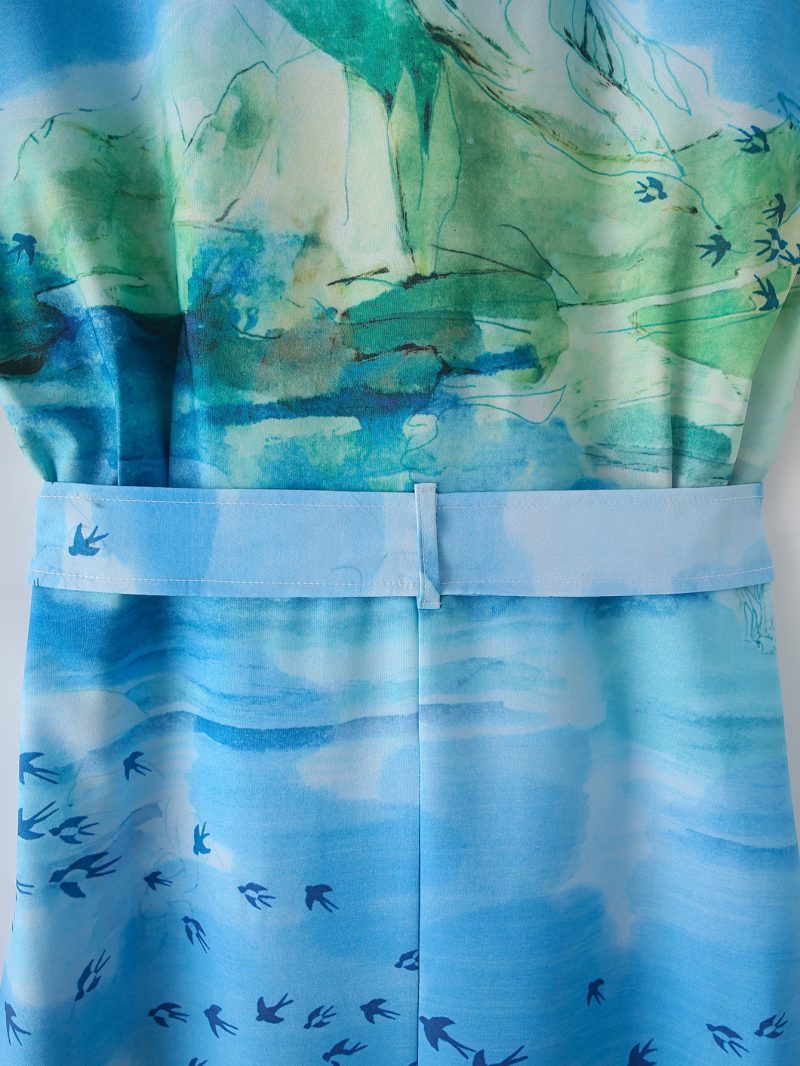 Printed Lace-Up Short Sleeve Shirt Dress Women - Image 3