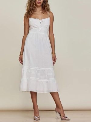 Vintage Lace Spaghetti Strap Slimming Dress