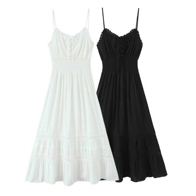 Vintage Lace Spaghetti Strap Slimming Dress - Image 3