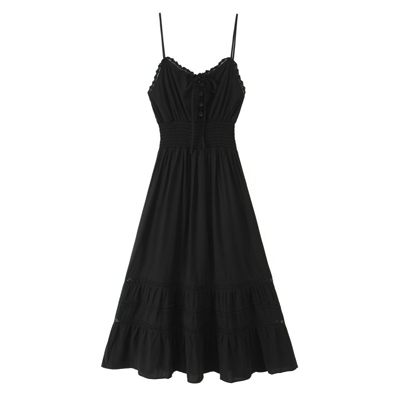 Vintage Lace Spaghetti Strap Slimming Dress - Image 4